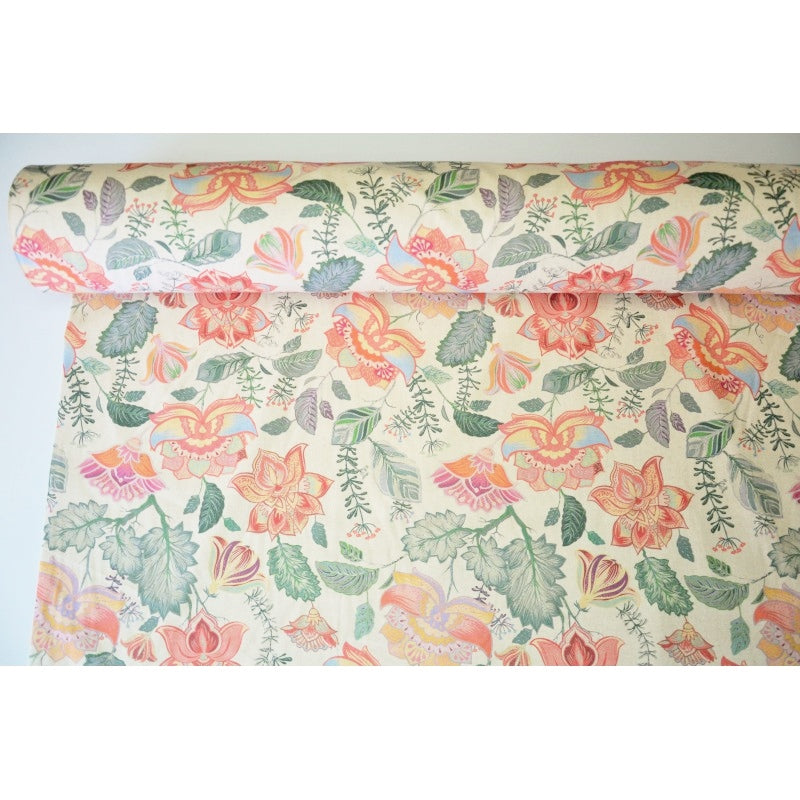 linen-flowers-cotton-upholstery-fabric-textile - MagnoliaFabric