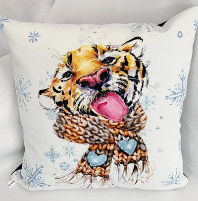 winter tiger white Christmas decorative pillowcase