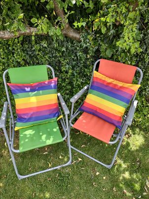 rainbow colours garden seats