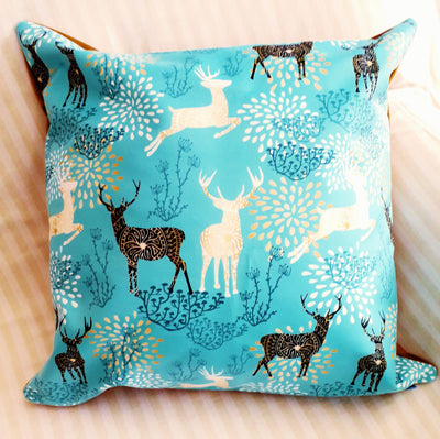 Deers Velvet Blue Pillow Cover Pillowcase 40x40cm+ Zippered - MagnoliaFabric