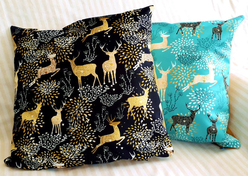 Black Yellow Deers Velvet Pillow Cover 40x40cm+ Zippered - MagnoliaFabric