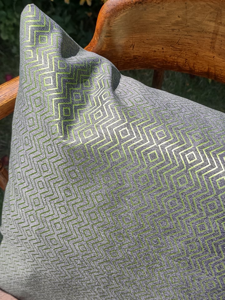 lime green geometric outdoor garden cushion