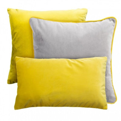 bright yellow grey velvet decorative cushions