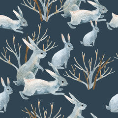 white rabbits preium cotton fabric for bedding and soft furnishing