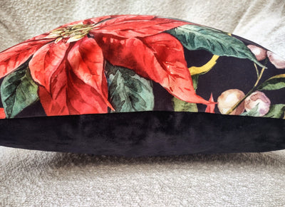 Christmas Poinsettia Velvet Cushion Cover 50x50cm - MagnoliaFabric