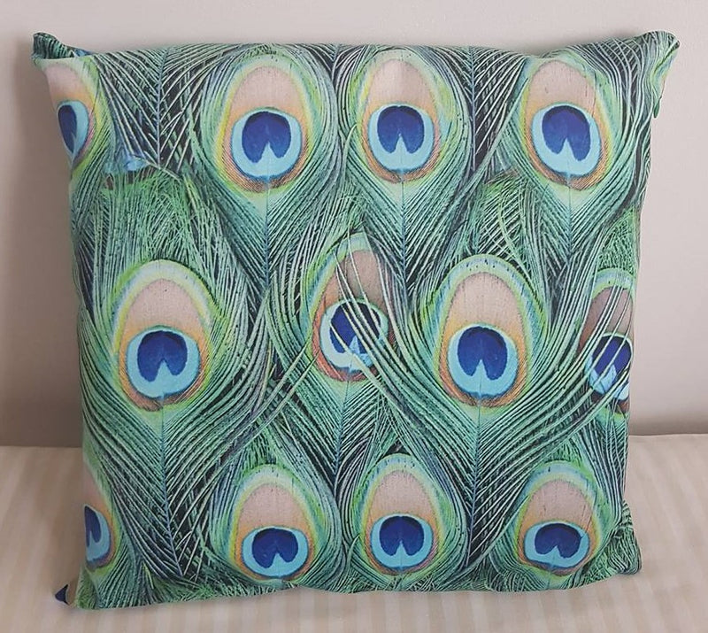 peacock feathers velvet decorative cushion