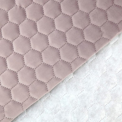 pink honeycomb quilted velvet furnishing fabric