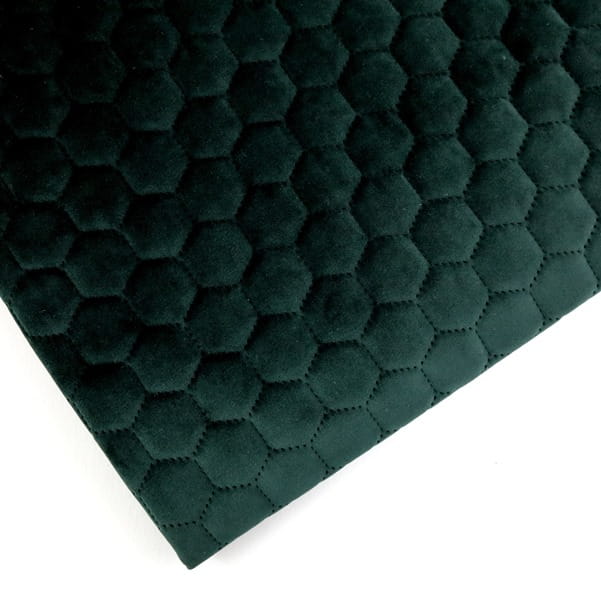 bottle green quilted honeycomb velvet fabric