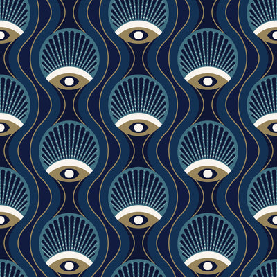 Art Deco Navy Cotton - MagnoliaFabric