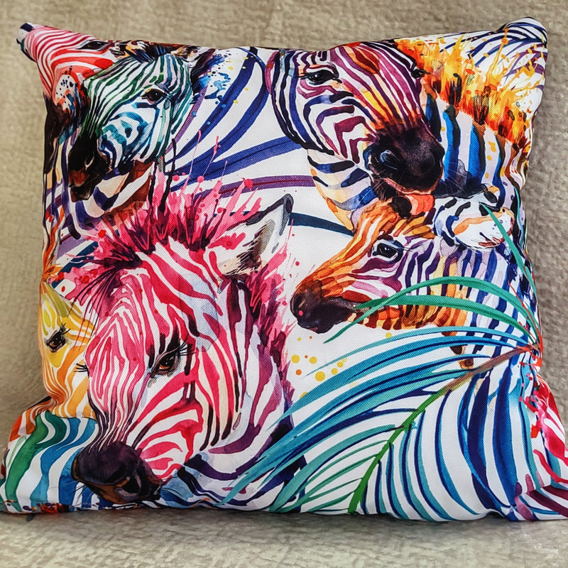 Rainbow Zebras Pillow Cover 40x40cm+ Zippered - MagnoliaFabric