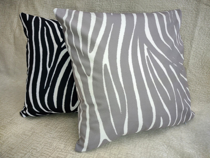 Grey Zebra Velvet Pillow Cover 40x40cm+ Zippered - MagnoliaFabric