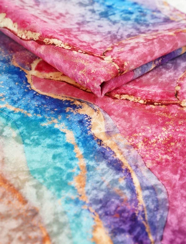 Pink Blue Stone Crushed Velvet - MagnoliaFabric