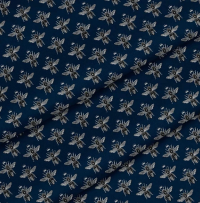 bee navy velvet furnishing upholstery fabric