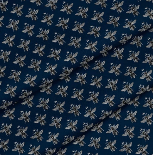 bee navy velvet furnishing upholstery fabric