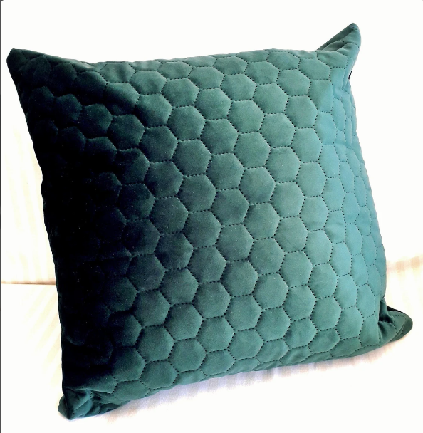 bottle green quilted honeycomb velvet pillowcase