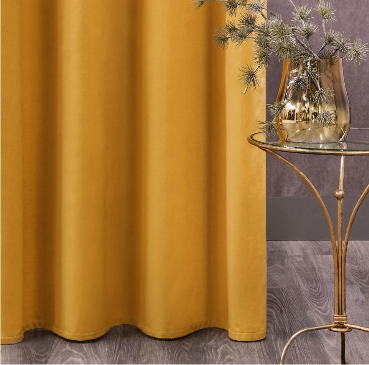 yellow velvet curtains