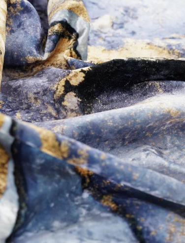 Blue Marble Lava Stone Crushed Velvet - MagnoliaFabric