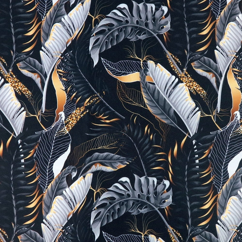 gold black exotic jungle leaves