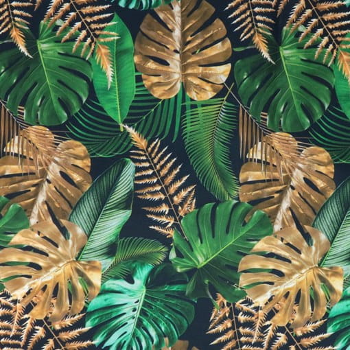 tropical jungle green leafs fabric