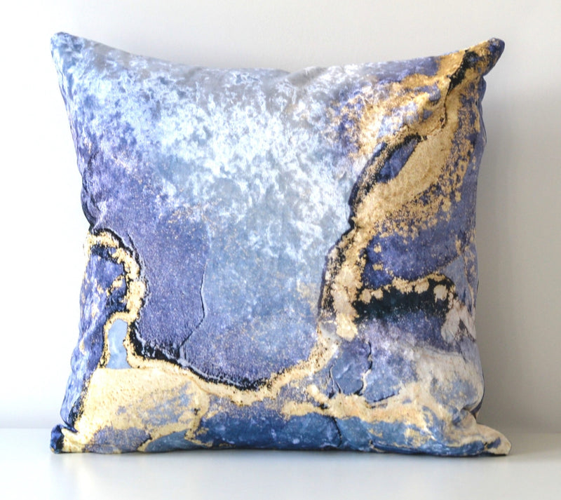 Blue Gold Abstract Decorative Cushion 45x45cm+ - MagnoliaFabric