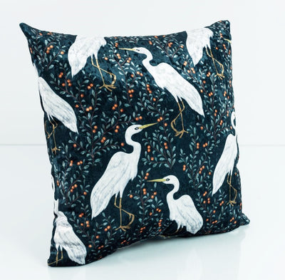 White Cranes Birds Velvet Cushion Cover 45x45cm+ - MagnoliaFabric