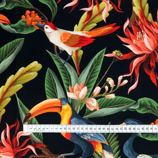 exotic jungle birds furnishing fabric