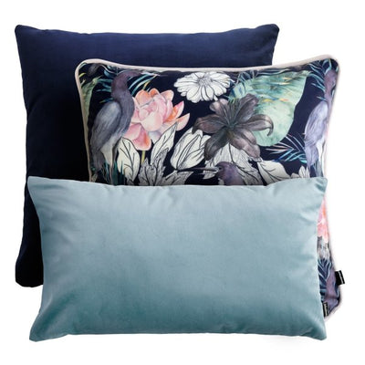 flower blue velvet cushion