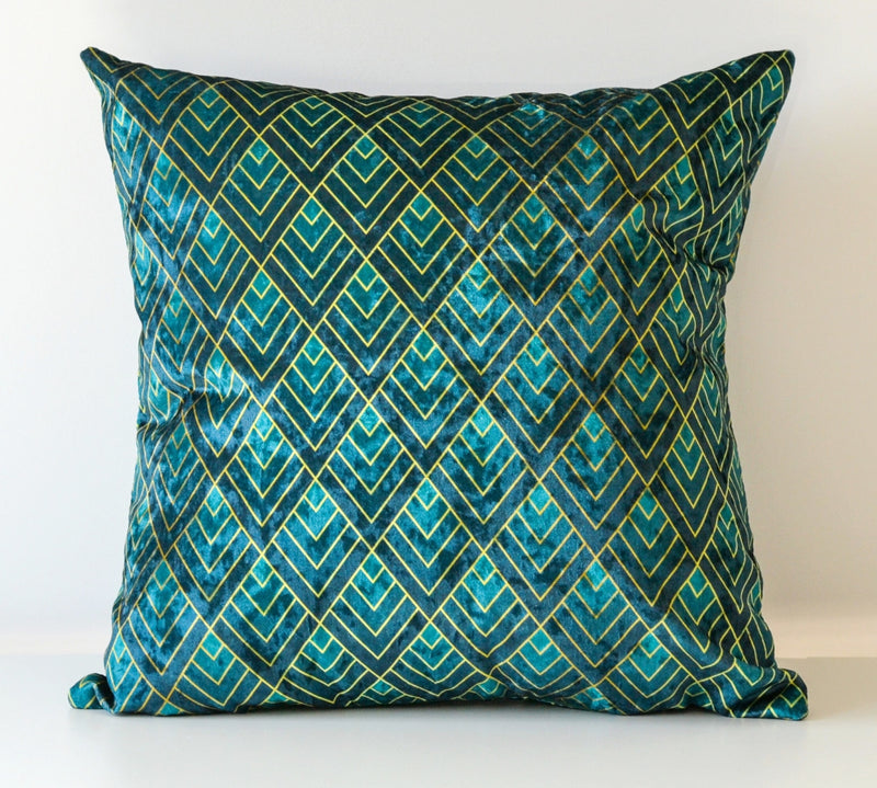 Bottle Green Geometric Art Deco Decorative Cushion 40x40cm+ - MagnoliaFabric