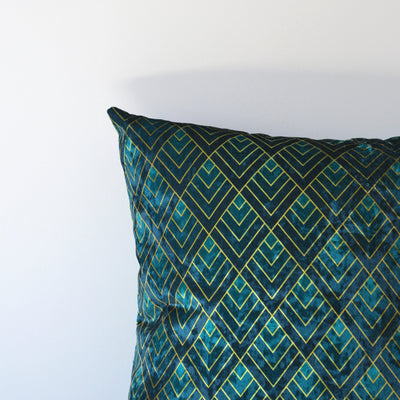 Bottle Green Geometric Art Deco Decorative Cushion 40x40cm+ - MagnoliaFabric