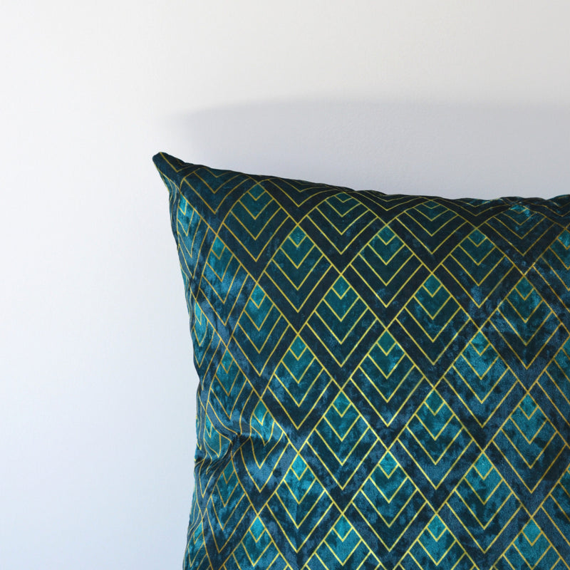 Bottle Green Geometric Art Deco Decorative Cushion 40x40cm+ - MagnoliaFabric