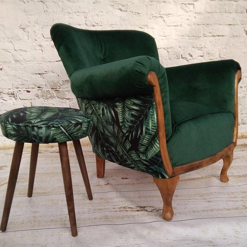 bottle green upholstery velvet chair