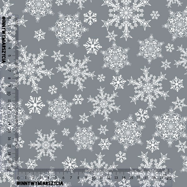 Christmas Grey Snowflakes Waterproof Oilcloth Fabric - MagnoliaFabric