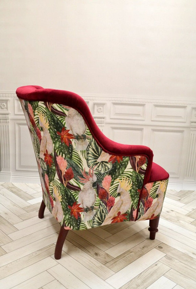 parrots velvet upholstered chair 