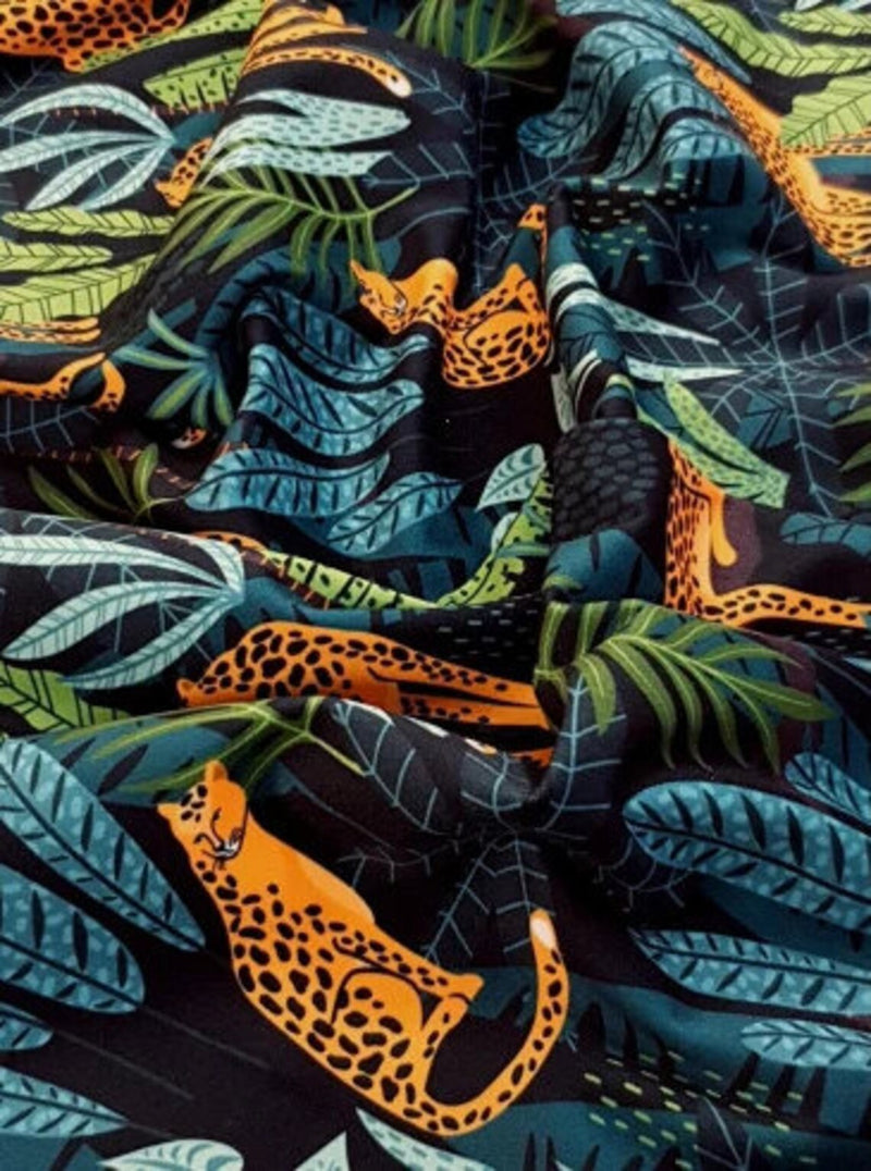 tropical leaves furnishing velvet fabric