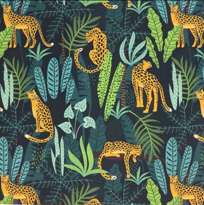 leopard tropical jungle cotton fabric