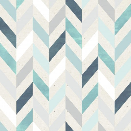 blue herringbone cotton bedding fabric