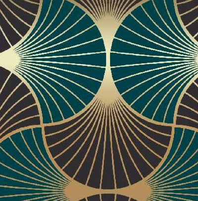 Art Deco Teal Woven Fabric - MagnoliaFabric