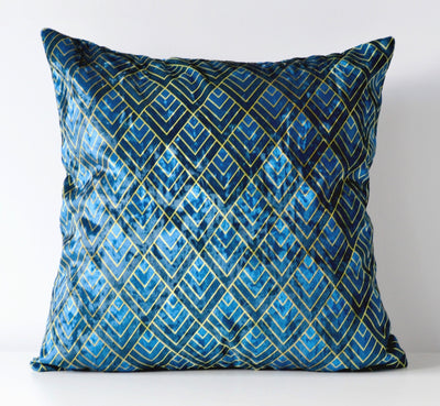 Navy Blue Geometric Art Deco Decorative Cushion 40x40cm+ - MagnoliaFabric