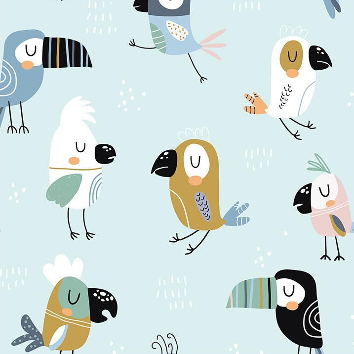 Funny Parrots Cotton - MagnoliaFabric