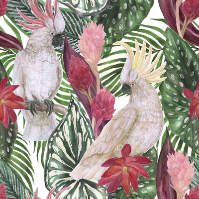 parrots kakadu furnishing velvet fabric