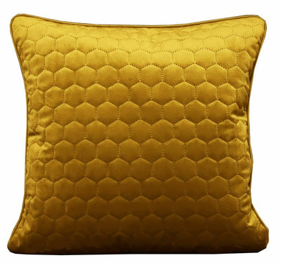 yellow quilted velvet decorative cushion