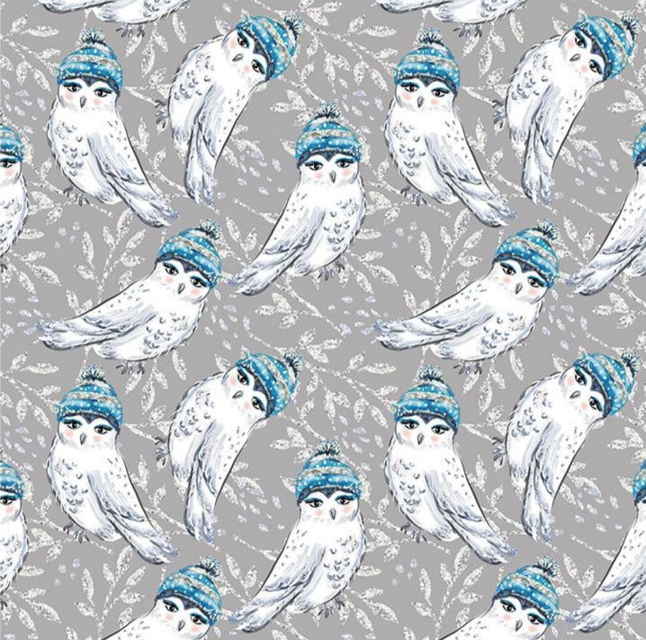 winter owls oeko-tex premium cotton fabric